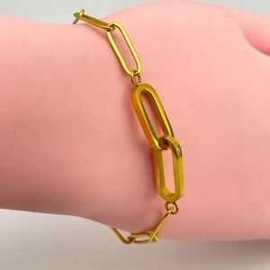 Gold Paperclip Chain Adjustable Link Minimalist Statement Bracelet